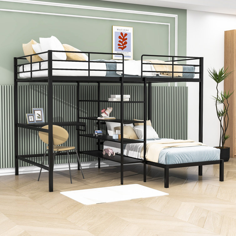 Metal bunk deals bed with desk